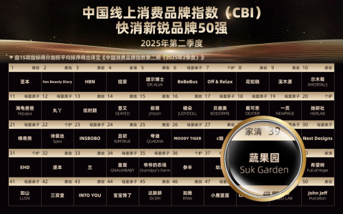 荣登快消新锐品牌50强AG真人国际网站蔬果园